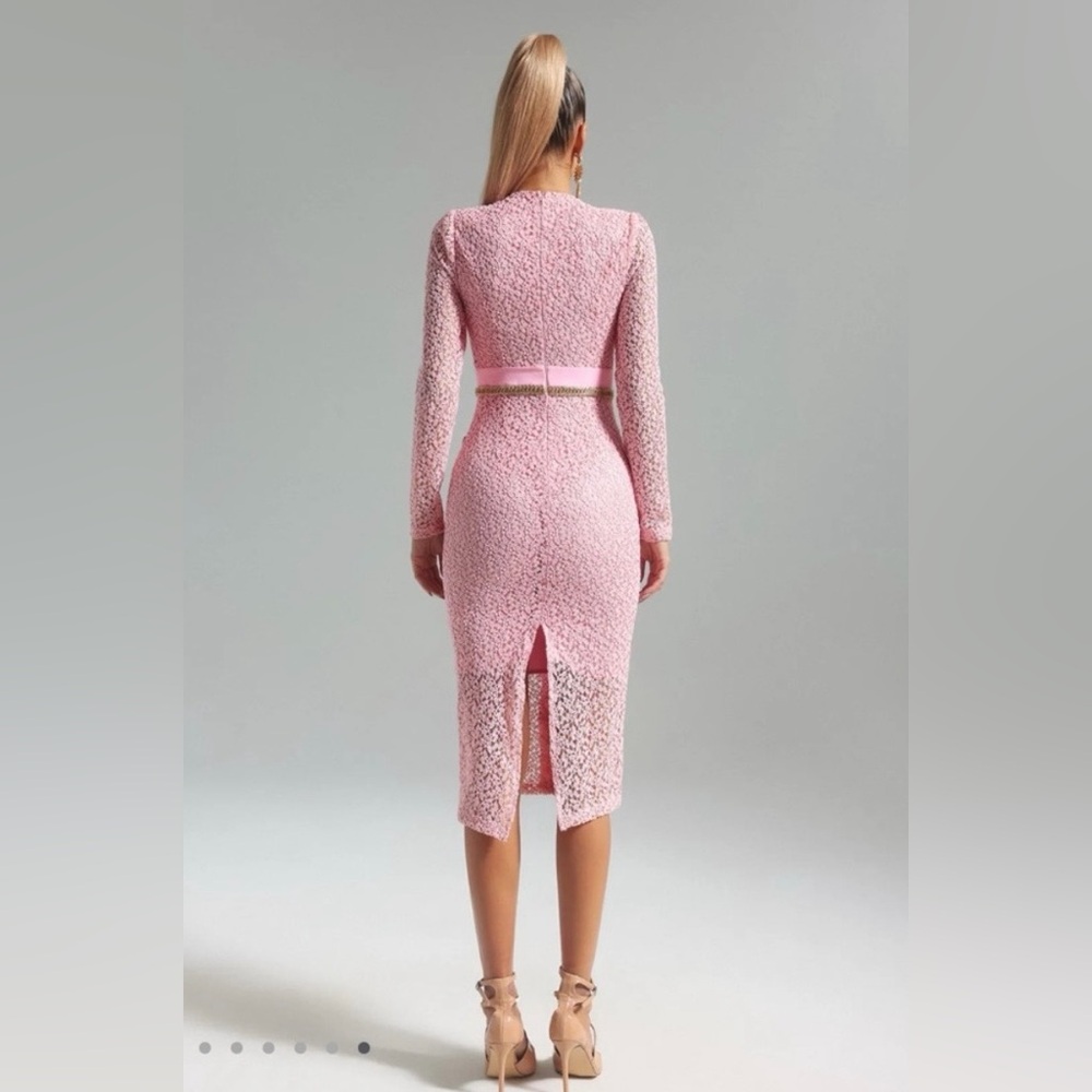 NWT Bella Barnett Elegant Pink Long Sleeve Dress - Picture 6 of 10